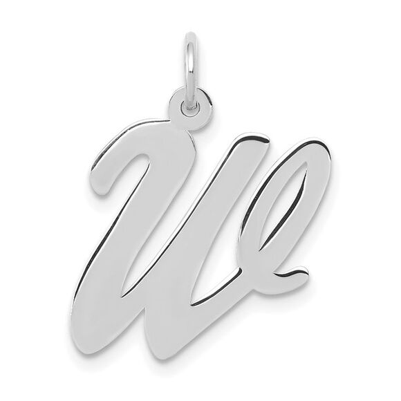 14k White Gold, Madison Collection LG Classic Script Initial W Pendant - Picture 1 of 5